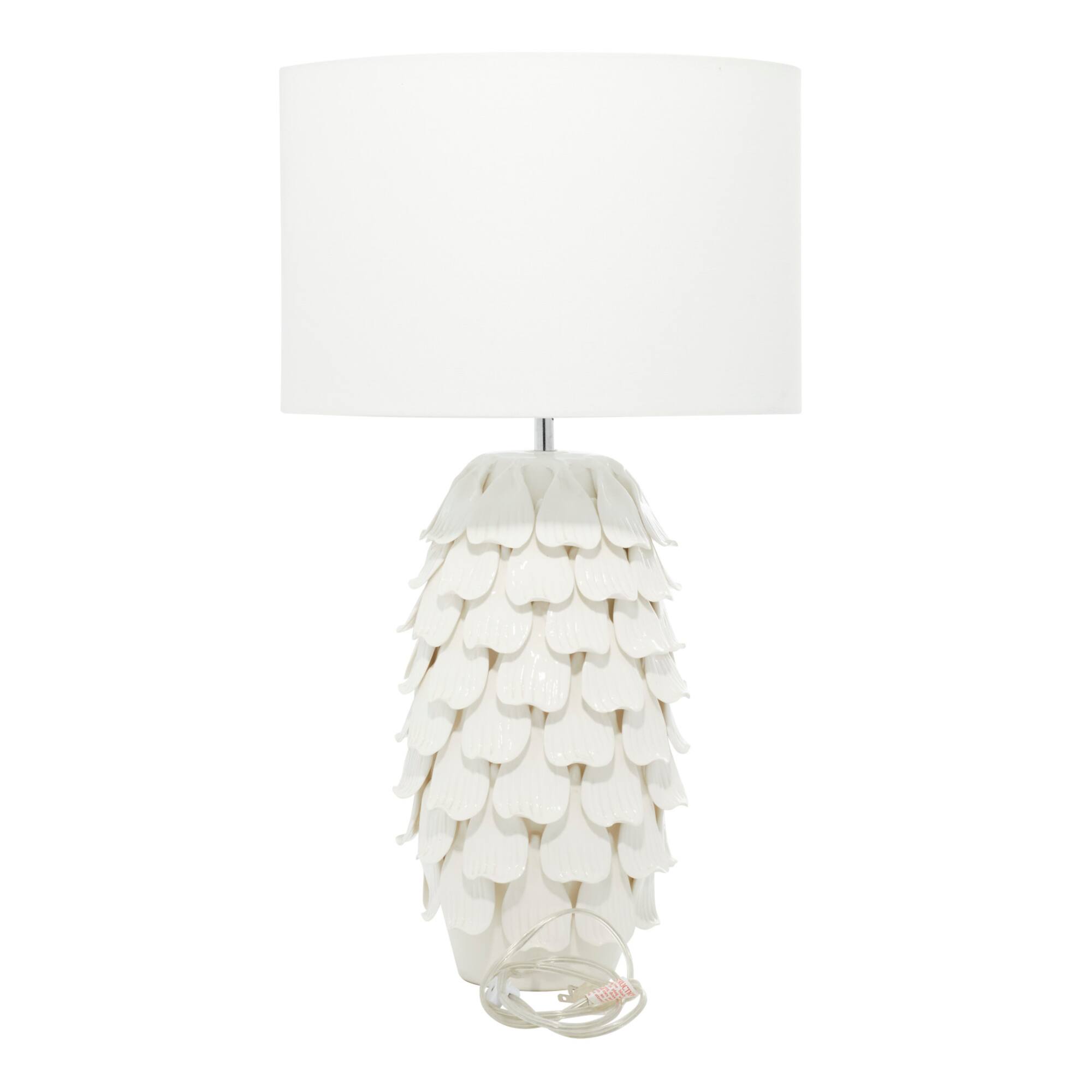 28" White Ceramic Coastal Table Lamp
